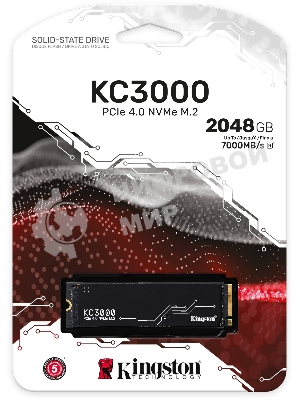 Накопитель SSD Kingston KC3000, 2Tb, PCIe 4.0 x4, M.2 2280, NVMe, R/W 7000/7000, с радиатором