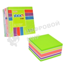 Блок самоклеящийся бумажный Stick`n 21537 76x76 мм, 400 листов, 70 г/м2, неон+пастель, 5 цветов в упаковке