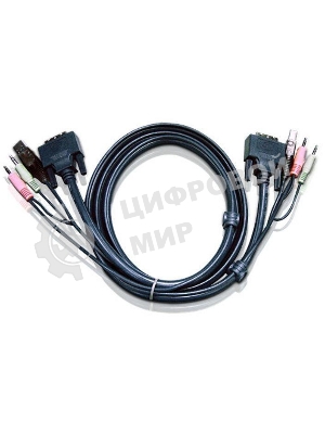 Кабель ATEN KVM USB(тип А Male)+DVI-D(Male)+2хАудио(Male) (-) USB(тип B Male)+DVI-D(Male)+2хАудио(Male) 1,8м., черный. CABLE DVI/USBA/SP.MC-DVI/USB B 1.8M