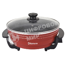 Электросковорода Sakura SA-7716R Master Chef 1800-2000Вт 32х9см кругл красн