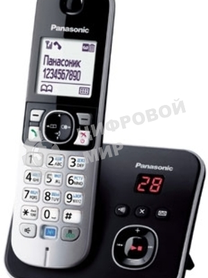 Телефон беспроводной (DECT) Panasonic KX-TG6821RUB черный, автоответчик,определитель номера,телефонный справочник 120 зап.