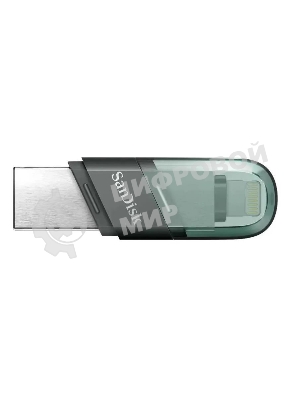 Флешка USB Sandisk IX90N iXpand Flip (SDIX90N-064G-GN6NN), 64Gb, USB 3.1/Lightning, R/W 150/70, зеленый/серебристый