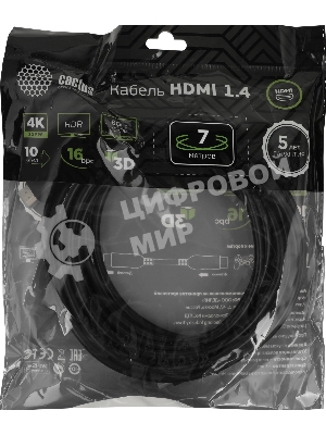 Кабель аудио-видео Cactus CS-HDMI.1.4-7 HDMI (m)/HDMI (m) 7м. позолоченные контакты черный