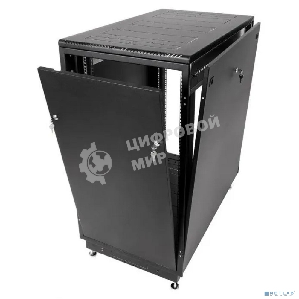 Шкаф телекоммуникационный ЦМО напольный 24U (600 x 800) дверь стекло, черный, ШТК-М-24.6.8-1ААА-9005