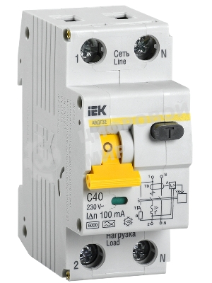 Выключатель автоматический дифференциального тока IEK MAD22-5-040-C-100 АВДТ 32 C40 100мА