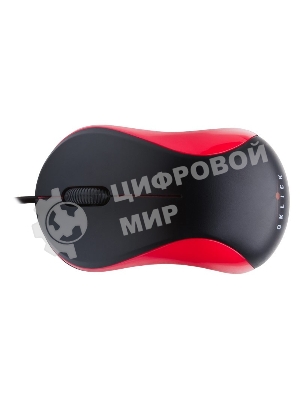 Мышь проводная Oklick 115S черный/красный, 1200 dpi, USB, кнопки - 3