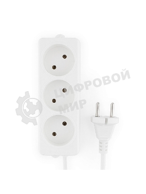 Удлинитель Гарнизон EL-NL3-W-5, 3 розетки допустимый ток 10А, длина 5 м.