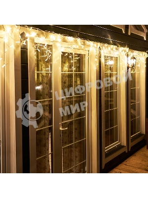 Гирлянда Neon-night Айсикл (бахрома) светодиодный, 4,8 х 0,6 м, белый провод, 230 В, диоды теплый белый, 176 LED