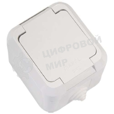 Розетка 1-м Makel ОП 16А IP44 п/герм. с защ. крышкой с заземл. белый