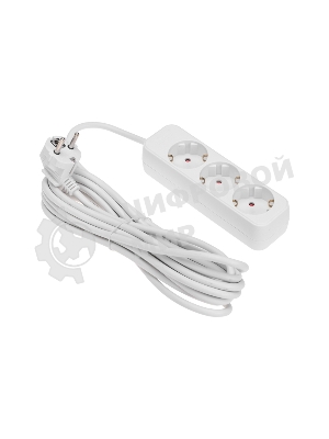 Удлинитель Rexant STANDARD 3 гнезда, 5 м, 3х1,0 мм², с/з, белый