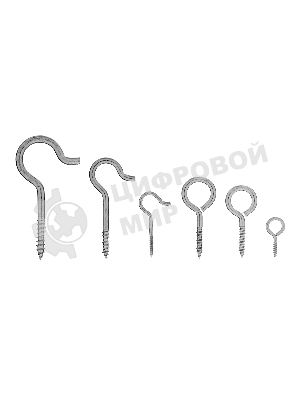 Набор крюков-саморезов Сибртех 2,5x25, 3x40, 5x65, 5x75, 6x45, 6x50 мм, 151 предметов