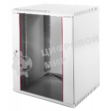 Шкаф телеком. настенный разборный 15U (600х650) дверь стекло, серый RAL 7035