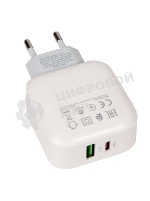 Сетевое зарядное устройство BOROFONE BA46A Premium, один порт USB, один порт Type-C, PD, 18W, 5V, 3.0A, белый