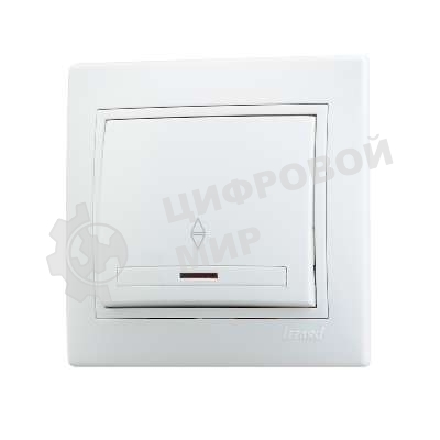 Выключатель 1-кл. СП Мира проходн. с подсветкой бел/белый Lezard 701-0202-114