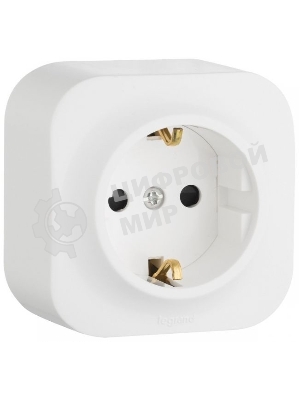 Розетка с заземлением с защитными шторками (Белая) Legrand 782220