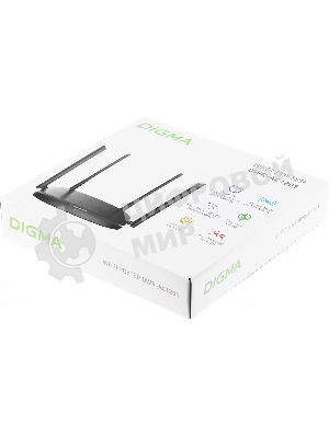 Роутер беспроводной Digma DWR-AC1201 AC1200 10/100BASE-TX черный (упак.:1шт)