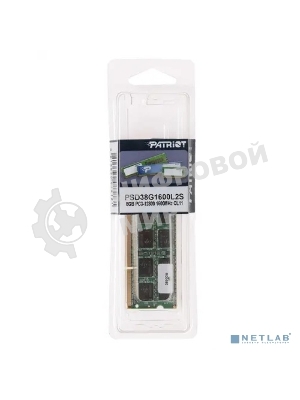 Оперативная память Patriot, DDR3L, 8GB (1x8 GB), 1600 MHz, CL11, SO-DIMM
