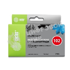 Картридж струйный Cactus CS-PFI102C синий (130мл) для Canon IP iPF500/iPF600/iPF700/MFP M40/iPF765/LP17/LP24