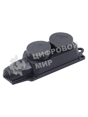 Розетка (колодка) 2-м Омега РБ32-1-0м с защ. крышкой IP44 каучук IEK PKR62-016-2-K02