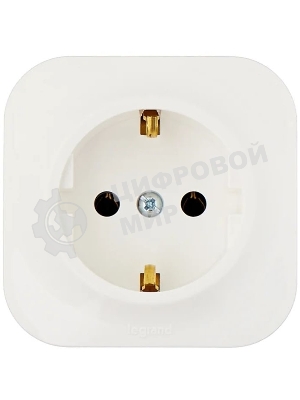 Розетка с заземлением с защитными шторками (Белая) Legrand 782220