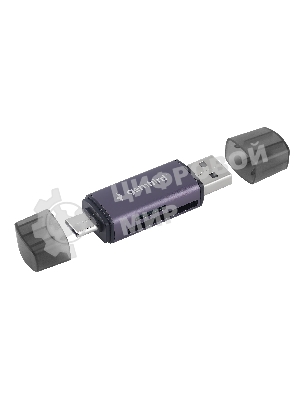 Кард-ридер Gembird FD2-MSD-6/серый/TF/Micro-SD/Micro-SDHC/Micro-SDXC/SD/USB Type-C/USB (OTG)/алюминий