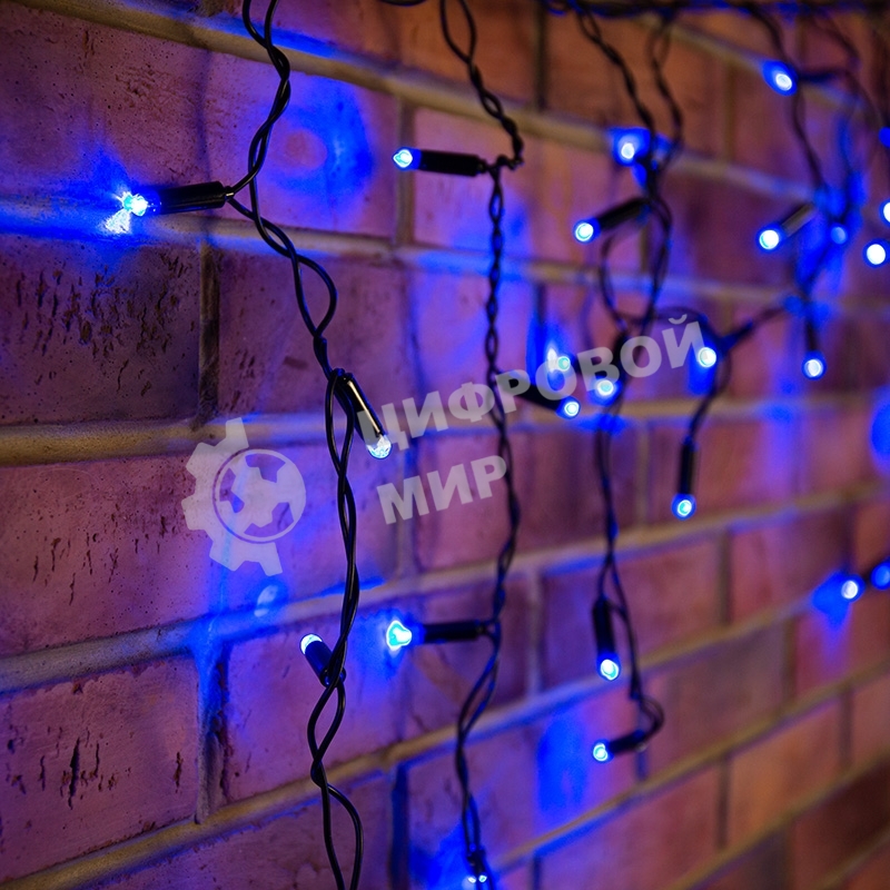 Гирлянда Neon-night Айсикл (бахрома) светодиодный, 4,8 х 0,6 м, черный провод, 230 В, диоды синие, 176 LED