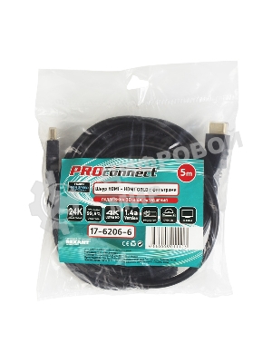 Кабель Proconnect Шнур HDMI - HDMI gold 5М с фильтрами (PE bag)