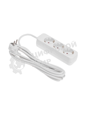 Удлинитель STANDARD 3 гнезда, 3м, 3х1,0мм², с/з, белый Rexant