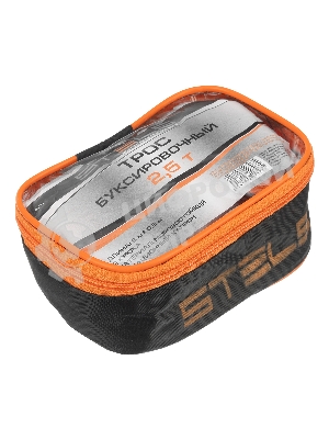 Трос буксировочный Stels 2,5 тонны, 2 крюка, сумка на молнии