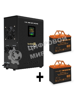 Комплект Источник бесперебойного питания EX295998RUS + батарея 80Aч EX285654RUS 2шт (инвертор, синус, для котла, настенный) ExeGate FineSine SX-1500.LCD.AVR.2SH <1500VA/1050W, чистая синусоида, цветной LCD-дисплей, AVR, 2*Schuko, линейно-интерактивный, крепление настенное/универсальное, Black> + батарея ExeGate HRL 12-80 (12В, 80Ач) 2шт