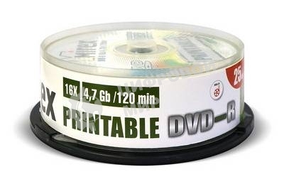 Диск DVD-R Mirex 4.7 Gb, 16x, Cake Box (25), Ink Printable (25/300)