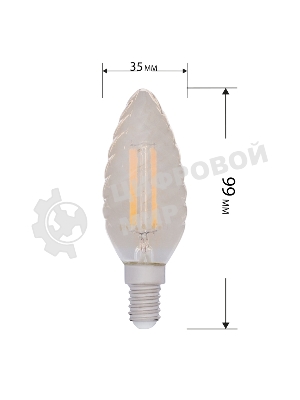 Лампа светодиодная филаментная Rexant Витая свеча LCW35 7.5 Вт 600 Лм 2400K E14 золотистая колба