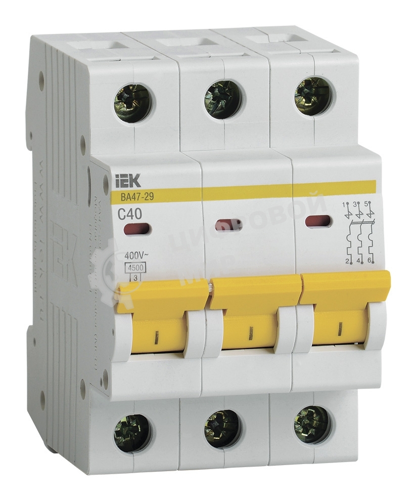 Выключатель автоматический модульный 3п C 40А 4.5кА ВА47-29 IEK MVA20-3-040-C