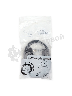 Кабель питания Cablexpert PC-186-VDE-1M, 1м, Schuko- C13, VDE, 10А, черный, с заземлением, пакет