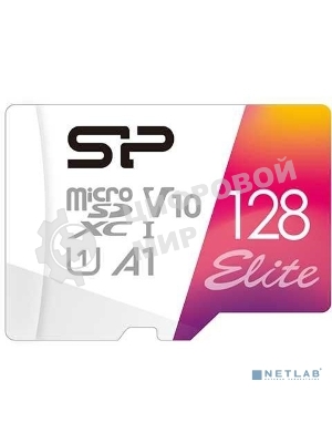 Флеш карта microSD 128Gb Silicon Power Elite A1 microSDXC Class 10 UHS-I U3 100 Mb/s (SD адаптер)