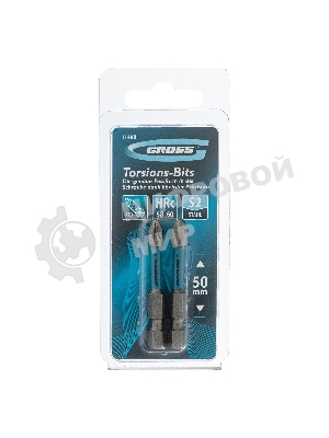 Набор бит торсионных Gross PZ2x50 мм, для ударных шуруповертов, 2 шт.
