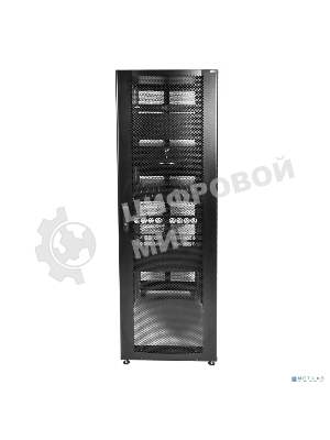 Шкаф серв.ПРОФ нап. 42U (600x1000) дверь перфор., задние двойные перфор., черный, в сборе (ШТК-СП-42.6.10-48АА-9005) (1 коробка)