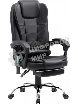 Кресло Defender CARDINAL черный, экокожа, 120 кг, подставка для ног, механизм качания