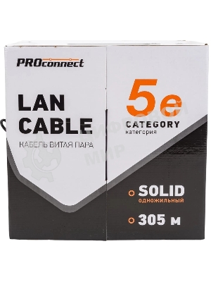 Кабель информационный PROconnect cat.5e UTP 4 пары 24AWG PE внешний 305м черный