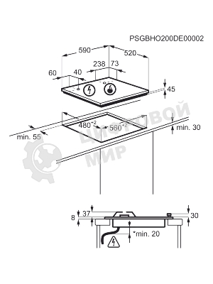 Газовая варочная панель Electrolux KGG6426K, независимая, черный