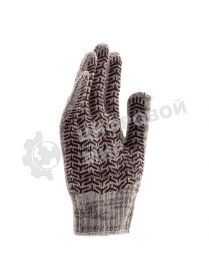 Перчатки трикотажные Сибртех усиленные, гелевое ПВХ-покрытие, 7 класс, бело-серый меланж