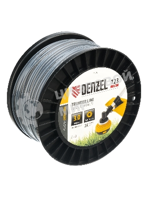Леска для триммера Denzel двухкомпонентная круглая, 3,0мм х 123м, на DIN катушке EXTRA CORD
