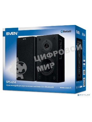 Акустическая система SVEN SPS-614 2.0 (2x20W, Bluetooth, дерево, black)