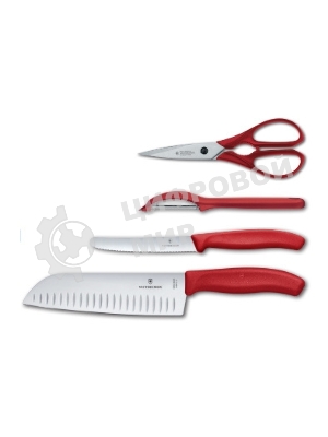 Набор ножей кухонных Victorinox Swiss Classic Kitchen (6.7131.4G) компл.:4шт красный подар.коробка