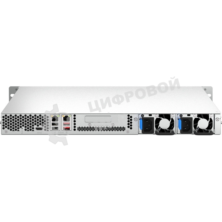 Сетевое хранилище SMB QNAP TS-464U-RP-8G NAS 4 HDD trays, rackmount 1U, 2 PSU. 4-core Intel Celeron N5105/N5095 2.0-2.9 GHz, 8 Gb RAM MAX, 2x2.5 Gigabit Ethernet, 4xUSB, 1xHDMI . PCIe Gen 3 x2, W/o rail kit RAIL-B02