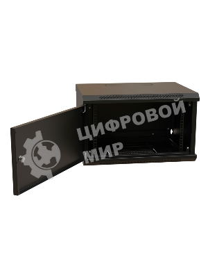 Шкаф коммутационный WRline (WR-TW-0666-SR-RAL9004) настенный 6U 600x600 мм пер. дв. металл 2 бок. пан. 60 кг черный 520 мм 367 мм IP20 сталь