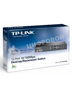 Коммутатор сетевой неуправляемый TP-Link SMB TL-SF1016DS 16 ports 10/100 Мбит/с