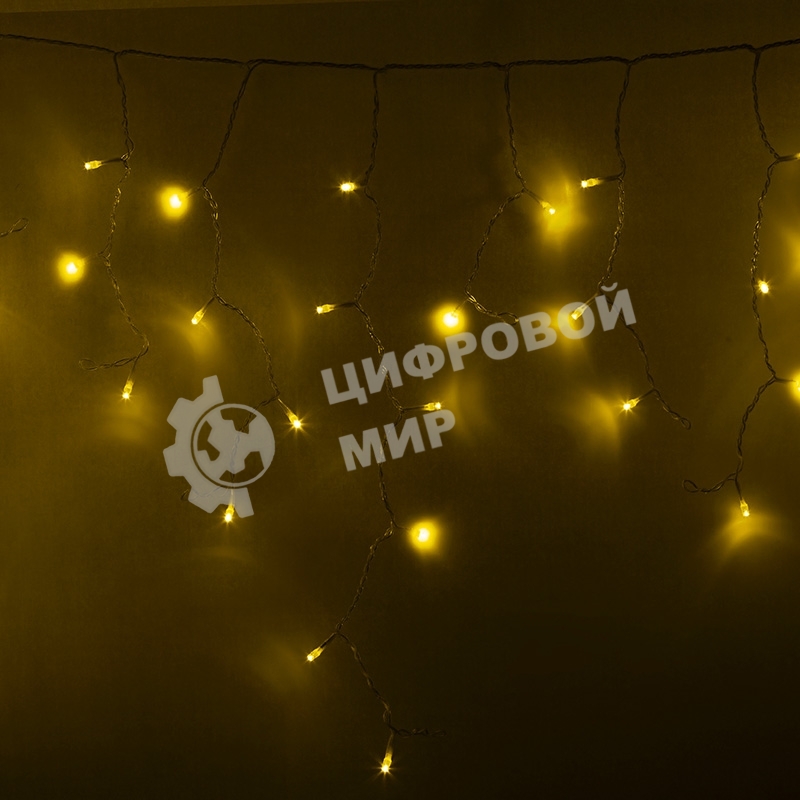 Гирлянда Neon-night Айсикл (бахрома) светодиодный, 4,8 х 0,6 м, прозрачный провод, 230 В, диоды желтые, 176 LED