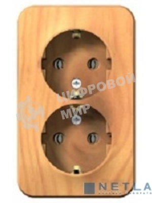 Розетка 2-ая с/з. без шторок 16А, 250 В, изолир. пластина SE Blanca наруж Ясень