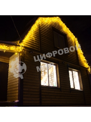 Гирлянда Neon-night Айсикл (бахрома) светодиодный, 4,8 х 0,6 м, прозрачный провод, 230 В, диоды желтые, 176 LED